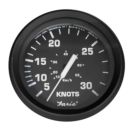Faria Beede Instruments Faria Euro Black 4" Speedometer - 30 Knot (Pitot) 32809